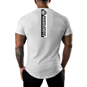 Yaz özel giyim egzersiz gömlek pamuk nefes üstleri erkekler için düz renk koşu tişörtü sokak vücut geliştirme T shirt