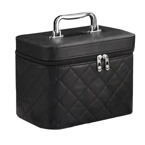 Elegant Crown Design Travel Jewelry Box New Style Pattern Pu Leather Big Capacity Makeup Box Cosmetic Case Bag