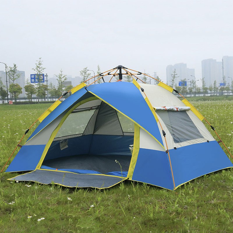 A three-window tent for 3-4 people