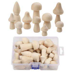 Ensemble de figurines en bois en forme de champignons pour décorations artisanales DIY, 30 pièces en boîte, ornements en bois naturel - Product Image 1