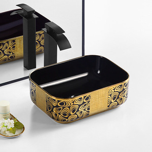 อ่างล้างหน้าเซรามิกด้ายสีทองดีไซน์โรงแรมเดียว/โฮมสเตย์อ่างสีเคาน์เตอร์มีต้นกำเนิดจากกวางโจว - Product Image 4