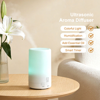 Mini humidificateur d'air ultrasonique intelligent avec minuterie, diffuseur d'huiles essentielles et lumière nocturne colorée