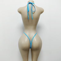 Haut de bikini une pièce en nylon avec chaîne argentée, strass blancs AB, tenue de strip-teaseuse, combinaison sexy pour femmes, string, vêtements de danse exotique