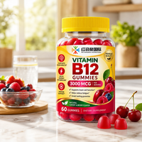 Fabrication sur mesure de compléments alimentaires en gommes à la vitamine B12, étiquette privée OEM ODM, fabrication de qualité GMP COA, emballage personnalisé, directement de l'usine