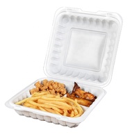 Boîtes à emporter 8x8 à clapet, 3 compartiments, en MFPP, jetables, pour la préparation des repas en restaurant