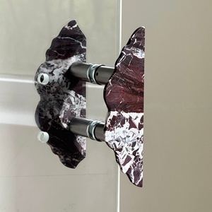 Saidkocc 1 cặp 18x5.6x2.5cm sang trọng đá cẩm thạch tự nhiên cửa xử lý bướm hình dạng thiết kế cho nhà khách sạn lỗ khoảng cách 6.5cm - Product Image 3