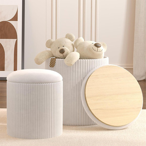 <span class=keywords><strong>Taburete</strong></span> otomano de almacenamiento personalizado para sala de estar, muebles interiores modernos <span class=keywords><strong>con</strong></span> tapa de madera - Product Image 5