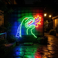 Enseigne néon monstre dinosaure multicolore à intensité variable avec contrôle Bluetooth pour salle de jeux, voiture et décoration de bâtiment