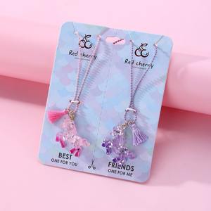 Venta caliente mejor amigo collar conjunto de joyas para niños dibujos animados resina unicornio colgante collar - Product Image 2