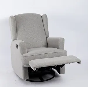 Silla reclinable de un solo asiento de diseño moderno y sencillo VANBOW, silla mecedora reclinable de tela para sala de estar