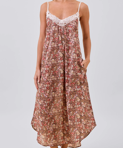 Vestido de Pijama Largo y Holgado de Algodón, Cómodo, Sin Mangas, con Estampado Floral y Encaje, para Mujeres de Talla Grande, Directo de Fábrica - Product Image 2