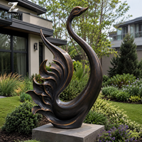 Sculpture de grue en bronze d'extérieur, statues d'oiseaux herons grandeur nature personnalisées pour la décoration de jardin, villa, hôtel, cour, parc, paysage