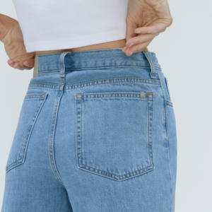 Calças jeans cintura alta clássica, perna larga solta, comprimento total, para namorado - Product Image 6