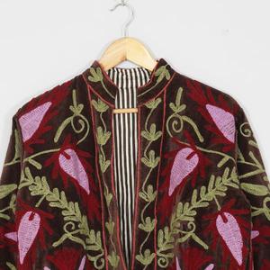 Designer <b>Women</b> <b>Velvet</b> Suzani <b>Jacket</b> Premium Handmade Embroidery Ethnic Boho Vintage Floral Outerwear Boutique Fashion Wholesale - Product Image 5