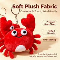 Mini Peluche Crabe Rouge Mignon Porte-clés Personnalisable Lavable Doux Jouet en Peluche Rembourré pour Souvenirs d'Aquarium Cadeaux et Faveurs