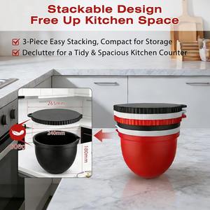 Revêtements en silicone multicolores avec couvercles pour mélangeurs de cuisine à tête inclinable de 5 litres, revêtements en silicone pour la pâtisserie et la cuisine - Product Image 3