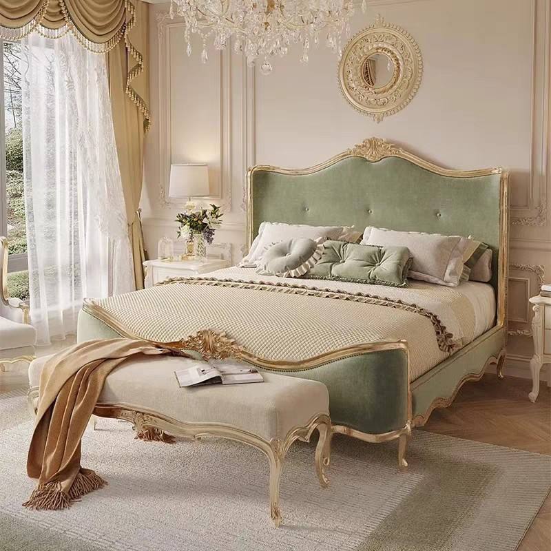 French Solid Wood Double Bed American Light Luxury High-End Bedroom ...