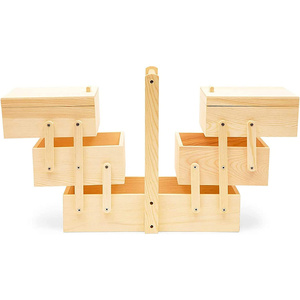 Customized 3 Tier Drawers for Craft Needles Tools Wooden Bamboo Sewing Box Organizer for Sewing Supplies