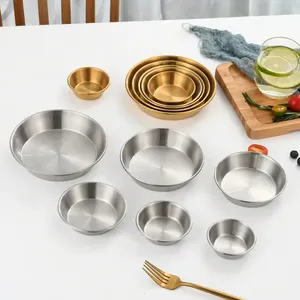 Plato para Salsas y Condimentos de Acero Inoxidable 304, Pequeño y Grueso, para Kimchi, Barbacoa Coreana, Uso Doméstico y en Restaurantes, Venta al Por Mayor - Product Image 1
