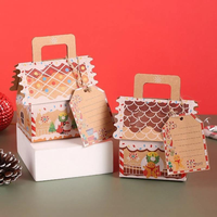 Petite boîte cadeau de Noël en forme de maison en pain d'épices, pour bonbons, biscuits, snacks, avec finition mate, en papier kraft recyclable, pour les fêtes