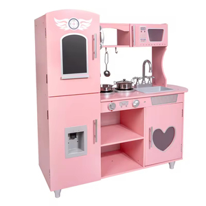 EDULAND Ensemble de jouets alimentaires <span class=keywords><strong>en</strong></span> <span class=keywords><strong>bois</strong></span> multifonctionnels rose Love Kitchen avec réfrigérateur Simulation de jeu à domicile pour garçons et filles de 2 à 4 ans - Product Image 5