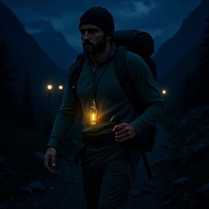 Camping Lantern Rechargeable <b>LED</b> Light Portable <b>Backpack</b> Hiking Outdoor Light 39x11.8cm Mist Brown Starry Night Black - Product Image 1
