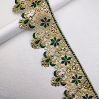 Belles Strass Fleur Dentelle Bordure Or Maille Noir Blanc Brodé Perlé Paillettes Dentelle Garniture Pour Robe De Mariée
