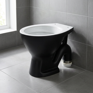 WC de style européen moderne en céramique Vitrosa noire, à poser au sol, avec siphon en S, sans bride, design élégant - Product Image 6