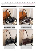 Sac à main Boston vintage en PU avec fermeture éclair, nœud perlé détachable, sac à bandoulière à double poche, idéal pour le shopping quotidien et la simplicité urbaine