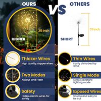 Décor de jardin, lumières extérieures 120 LED, lot de 2, lampes solaires de jardin, lumières féériques d'extérieur, décoratives en forme de feu d'artifice