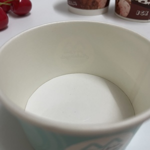 <strong>SP2129</strong> Custom Print Takeaway Single Wall Paper Cup Ice Cream Paper Cup Yogurt Bowl with Plastic Lid - Product Image 3