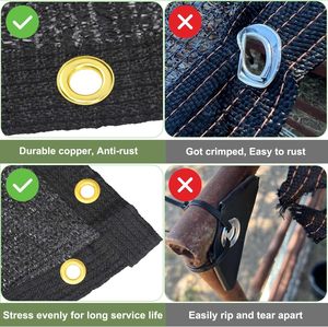 Mklsit <span class=keywords><strong>Malla</strong></span> de <span class=keywords><strong>Sombra</strong></span> HDPE 70% 10x20FT Negra con Ojales de Latón Reforzados para Invernadero, Patio, Gallinero y Plantas de Tomate - Product Image 4
