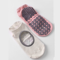 Chaussettes de Pilates antidérapantes personnalisées avec logo pour femmes, chaussettes de yoga Mary Jane à grip, chaussettes de fitness et de barre antidérapantes à bout ouvert