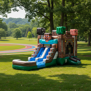 Combo château gonflable <span class=keywords><strong>Minecraft</strong></span>, château gonflable commercial avec toboggan pour enfants - Product Image 1