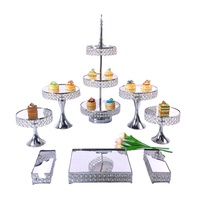 Fournitures de fête de mariage en gros, tables à gâteaux dorées et argentées, tables à desserts, tables à gâteaux en métal, supports à gâteaux de mariage en cristal