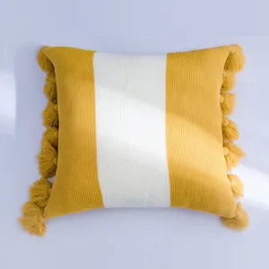 Nk 100% Cotton Washable Striped Knitted Chinese Chair Seat Cushion