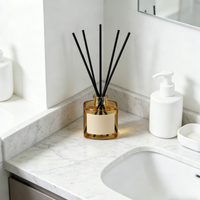 Diffuseur d'ambiance premium en verre de 50 ml, parfum longue durée avec bâtonnets en rotin, idéal pour la chambre à coucher
