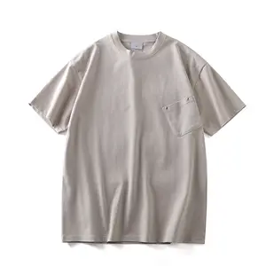 חולצת טריקו כותנה טהורה פרימיום דרופ כתף עיצוב מותאם אישית 100% כותנה חולצה קז'ואל לגברים