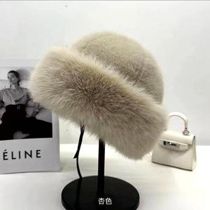 Chapeau en tricot en fausse fourrure de lapin pour femmes, <span class=keywords><strong>pompon</strong></span> amovible en fourrure de lapin, vente en gros pour un usage décontracté en hiver, tissu en terry - Product Image 4