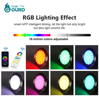 Lampe de Piscine LED Submersible Étanche IP68 12 Volts Bleu Slim en Acier Inoxydable RGB pour Projecteur Sous-Marin