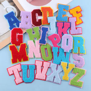 Hot Sale New Colourful Towel Embroidery Wholesale Custom <strong>Cloth</strong> Applique <strong>Iron</strong> on Cartoon Different Colors Letter Chenille Patches - Product Image 1