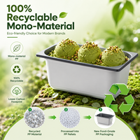 Conteneur à crème glacée en PP de 5 litres avec couvercle, qualité alimentaire, bac à gelato recyclable, logo personnalisé, vente en gros pour l'emballage de desserts