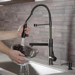 Modern Stainless Steel Kitchen Faucet Single Handle Pull Out Spray <b>Deck</b> Mounted 2.0-2.9gal/m YQ3013F - Product Image 1