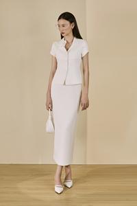 Chemise à manches courtes régulière du Vietnam, col châle féminin / col à revers, avec encolure ornée de roses KA04 - Product Image 5