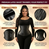Ceinture de maintien lombaire en latex à haute compression, sans couture, antibactérienne, séchage rapide, avec 3 rangées de crochets, correcteur de posture dorsal, gaine amincissante