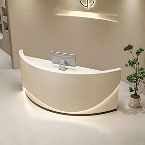 Minimalist Curved <b>Reception</b> Desk, Painted Front Desk, Cash Register <b>Counter</b> for Beauty Salon, Hair Salon & Clothing Store - Product Image 5