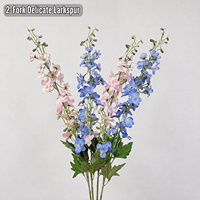 Bunga Artifisial HGA Grosir 2 Cabang Bunga Larkspur Buatan Tangkai Delphinium Palsu untuk Dekorasi Vas Buket Pernikahan