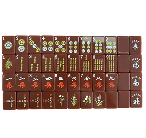 Fichas de Mahjong Americanas de Lujo Grabadas en Acrílico Premium, Color Marrón Chocolate con Diseños Florales y Auspiciosos, para Noches de Juego Elegantes - Product Image 4