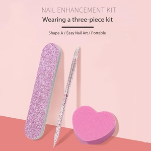 Juego Profesional de 3 Piezas para Decoración de Uñas con Diseño Brillante, Mango de Madera y Cepillo de Nylon, Lima de Uñas, Estilo Moderno y Elegante para Uso Estético - Product Image 2