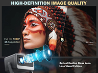 Projecteur LCD Veacine C2PRO 300 ANSI Lumens à courte focale, miroir holographique, Miracast, LED, Android 12, WiFi 6, home cinéma portable